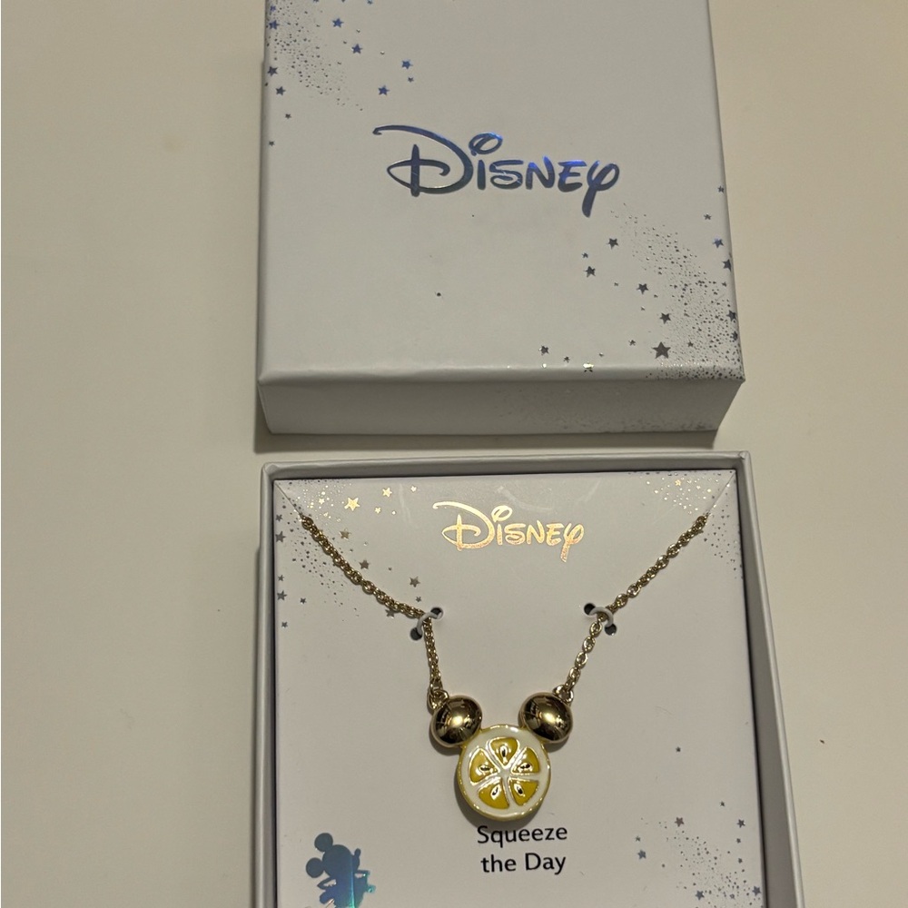 New Gold Tone16+2” Disney Parks Lemon Slice Mickey Necklace Squeeze The Day #BC4